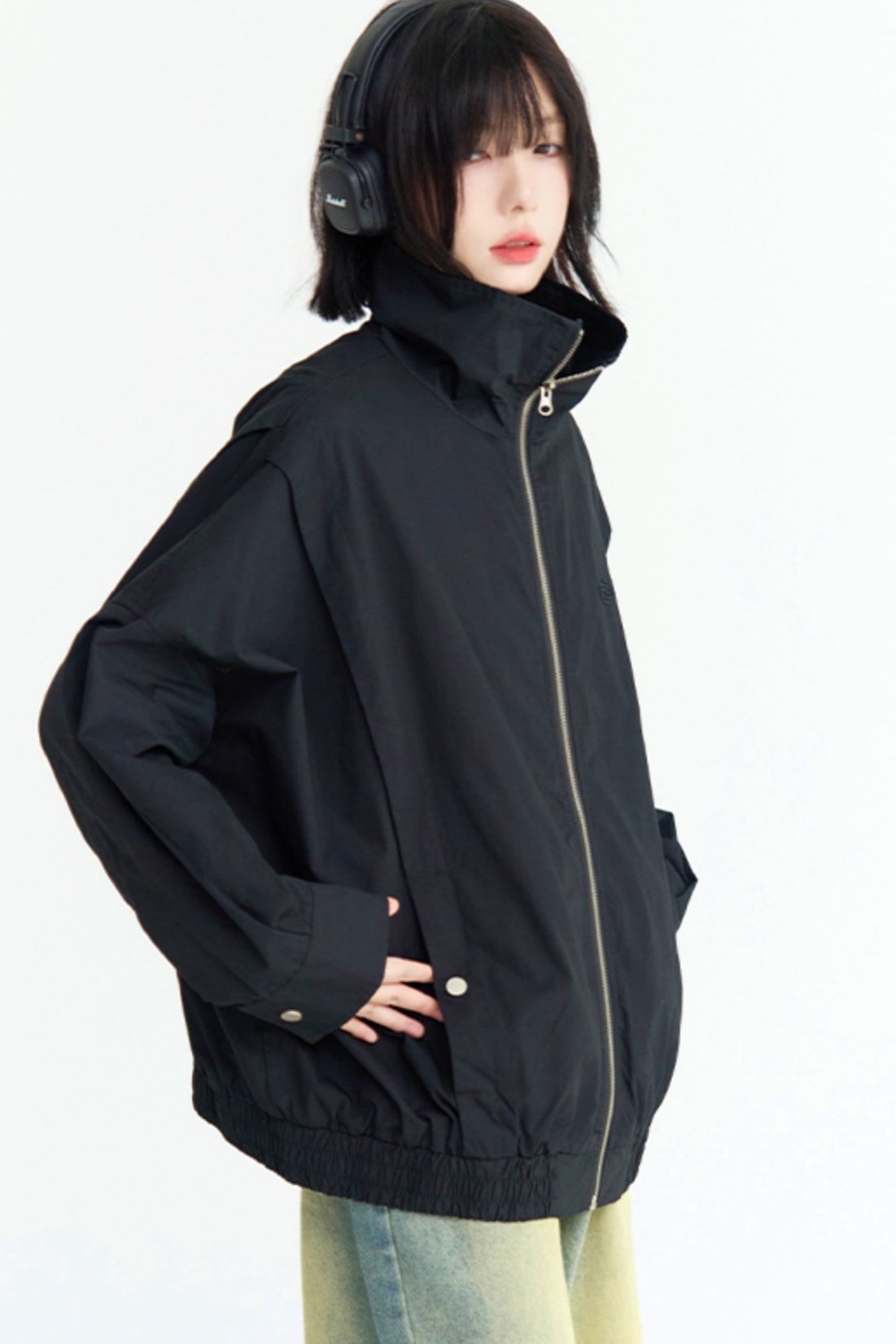 Stand color silhouette jacket