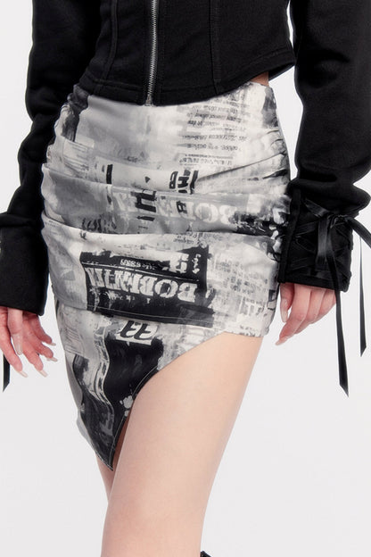 Irregular Print Sexy Short Skirt