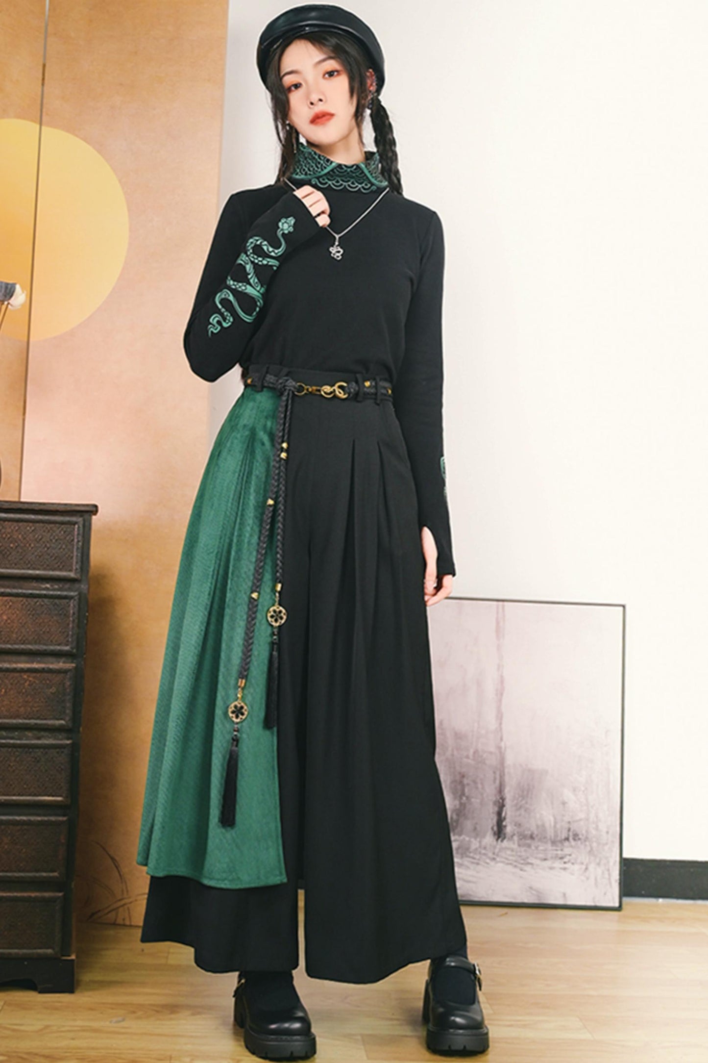 Chinese Style Wide Stitch Pants