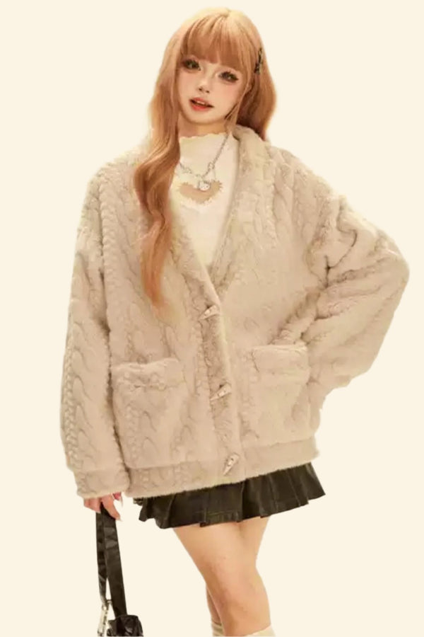 フラッフィーVネックツイストカーディガン