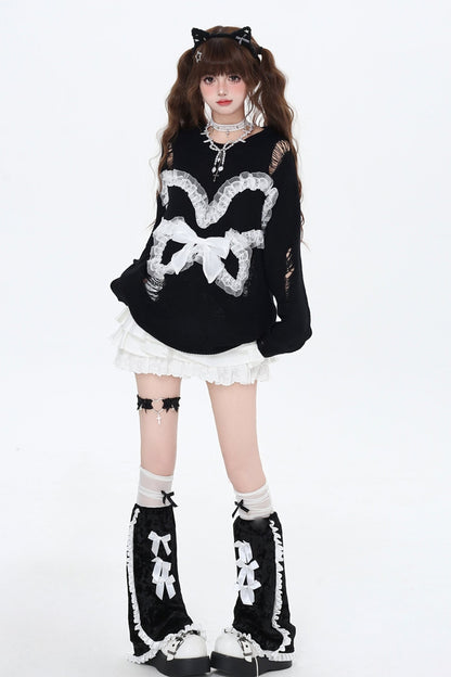 Off-Shoulder Check Bow Girls Sweatshirts