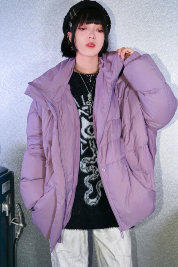 Stand collar white down coat