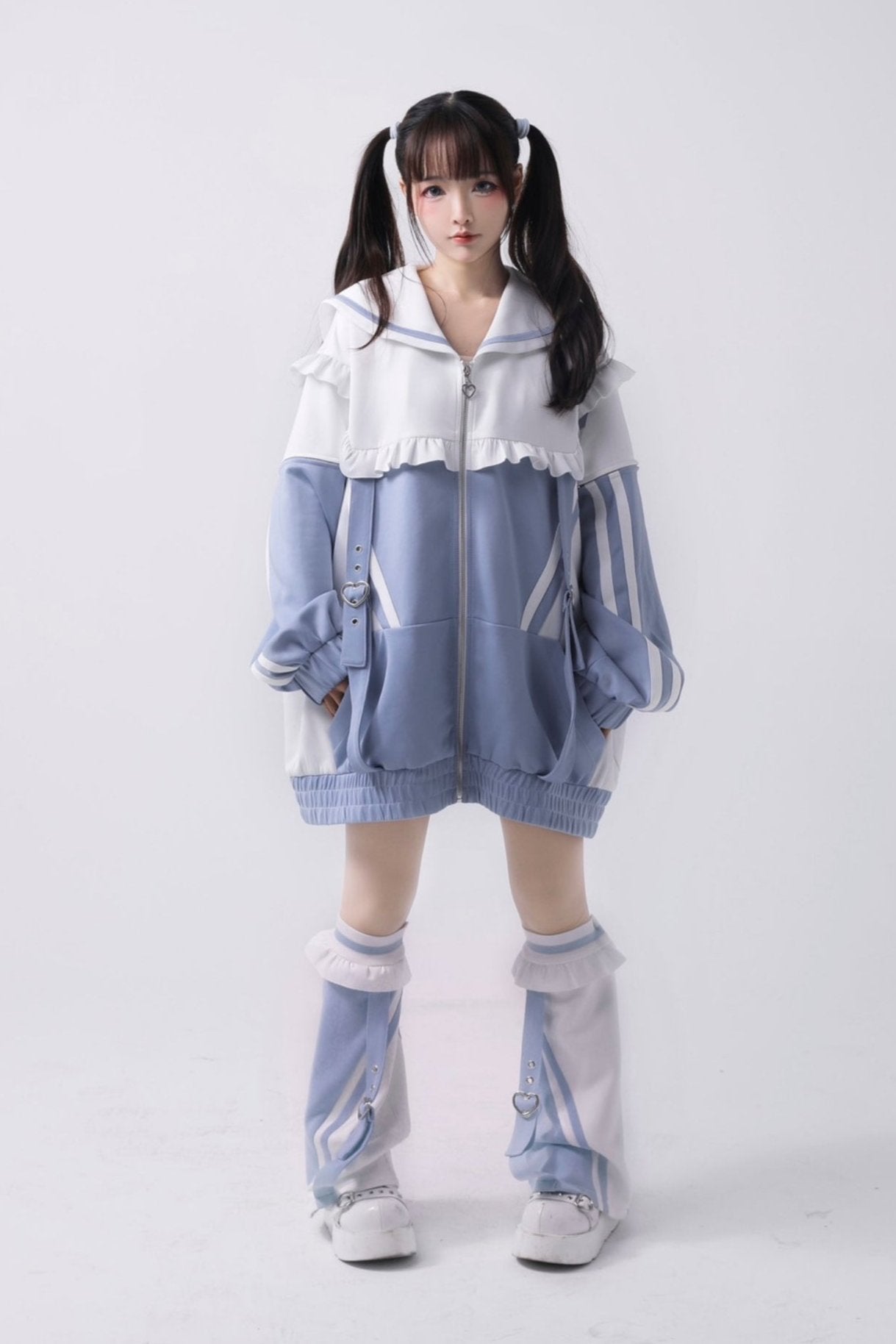 [Angel Neighborhood 👼]Aqua System Sailor Collar Sweat Set