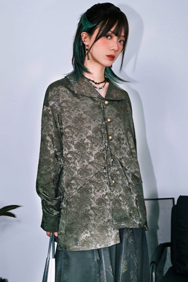 バンブーシャドウエンブロイダードレトロシャツ