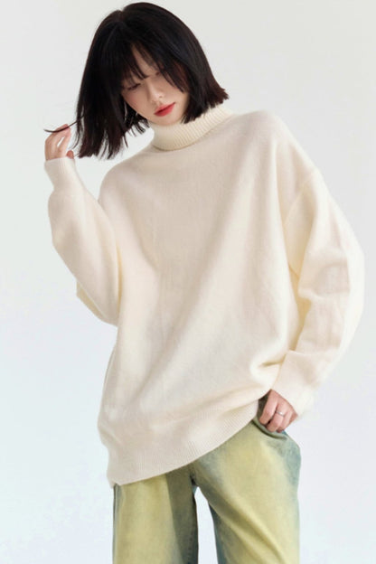 High neck loose knit sweater