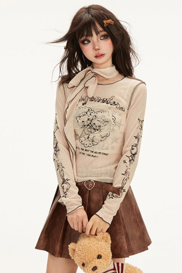 American Slim Apricot Print T-Shirt