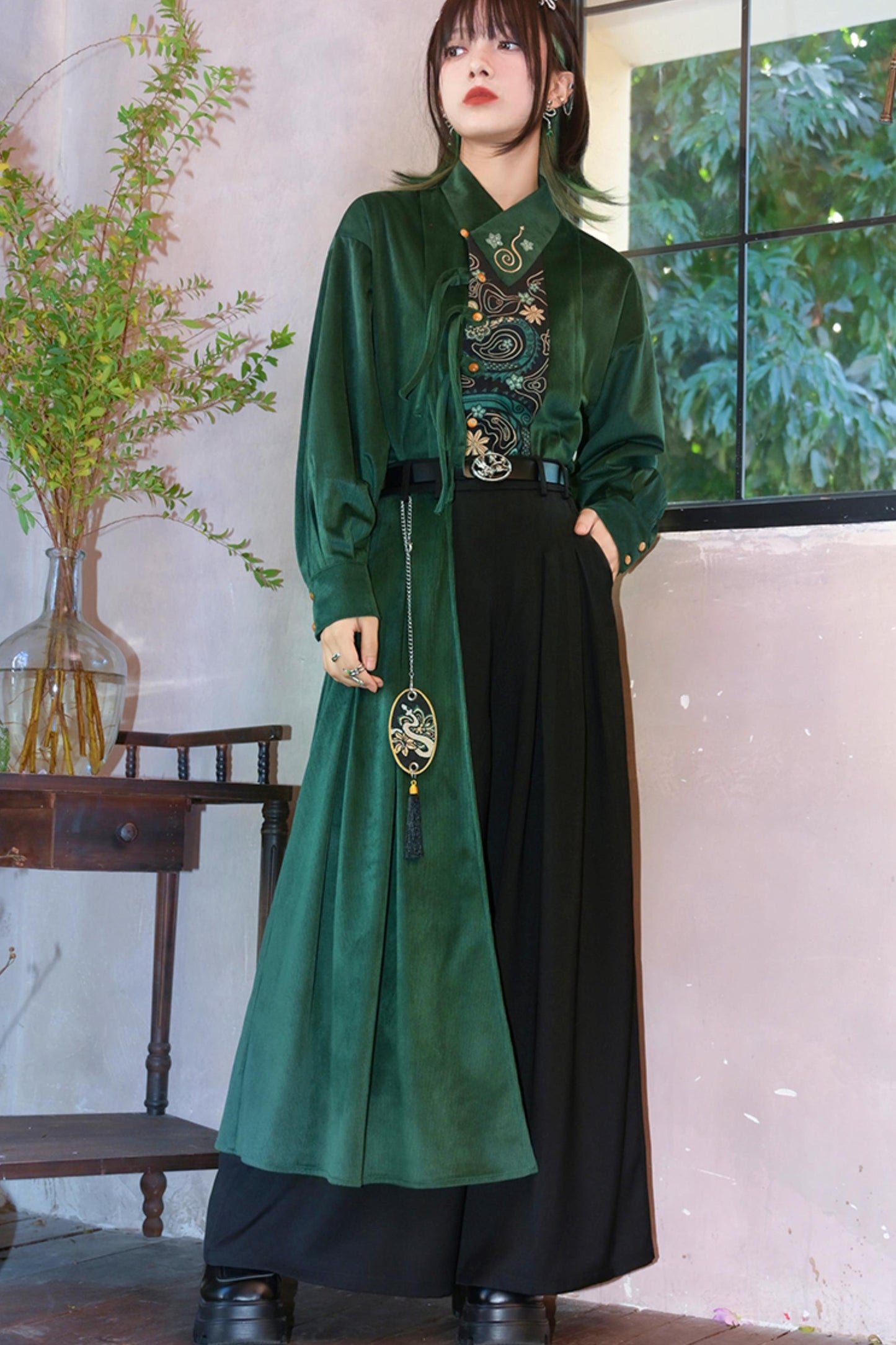 Chinese Style Wide Stitch Pants