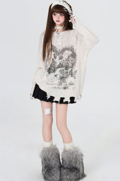 Lazy Loose Butterfly Knit Sweater