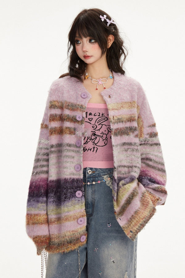 Gradient Stripe Loice Knit Cardigan