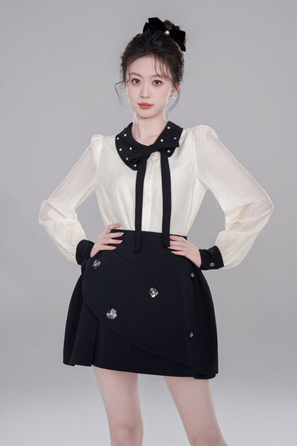 Corian long sleeve cropped shirt set