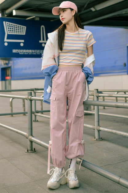 Versatile Pink Cropped Pants