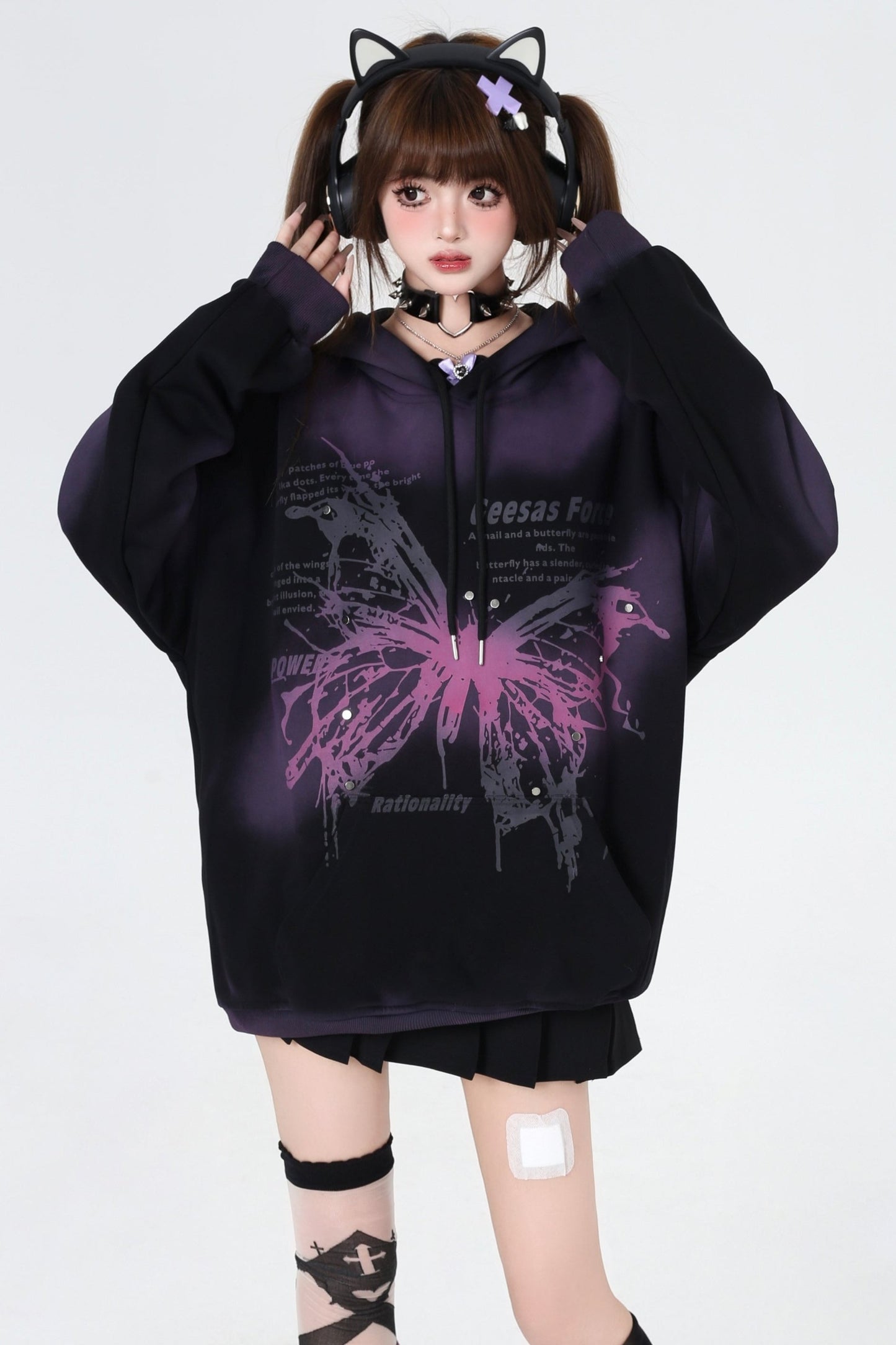 Gradient Butterfly Hooded Top