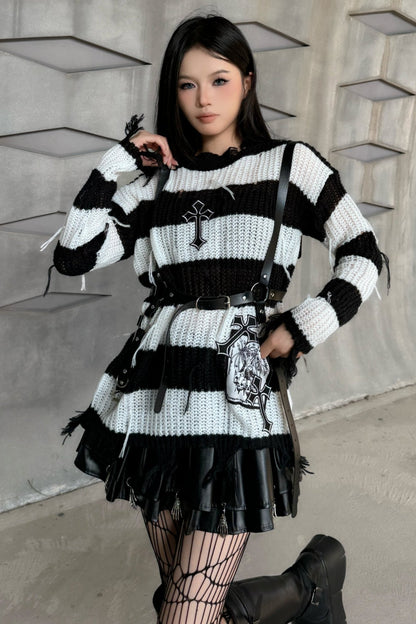 Loose Stripe Wool Knit Sweater