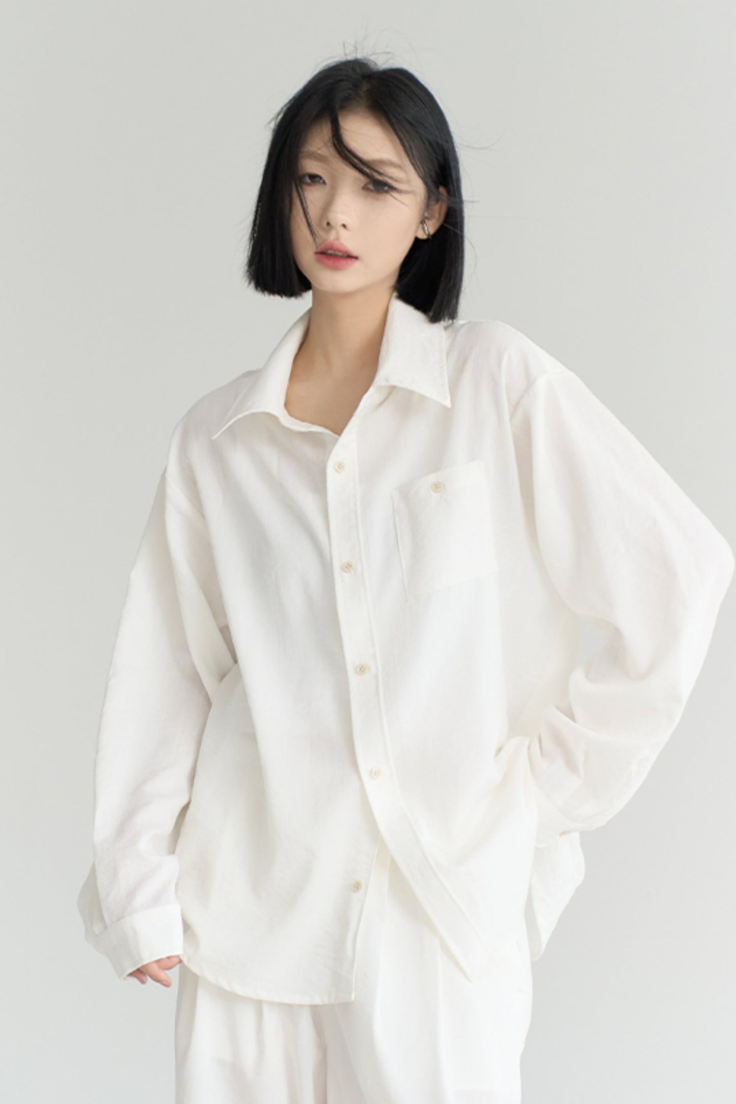 Cotton Linen Long Sleeve Shirt Trousers Set-Up