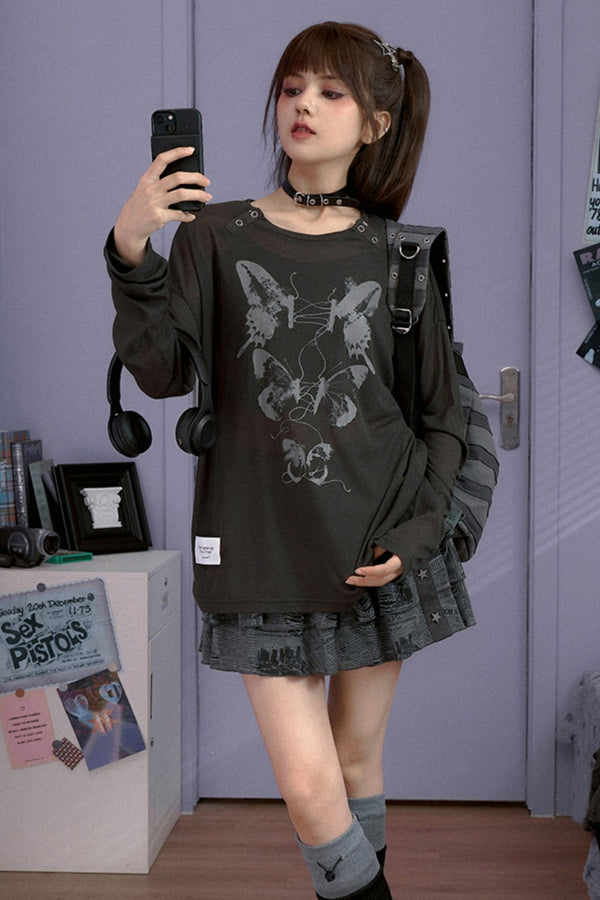 バタフライニットスモックスクリーントップ