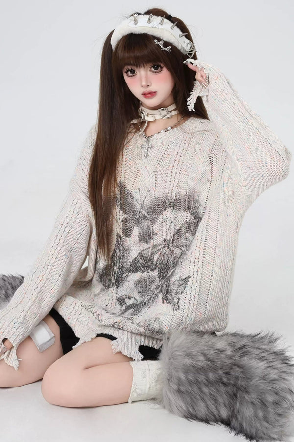 レイジールーズバタフライニットセーター