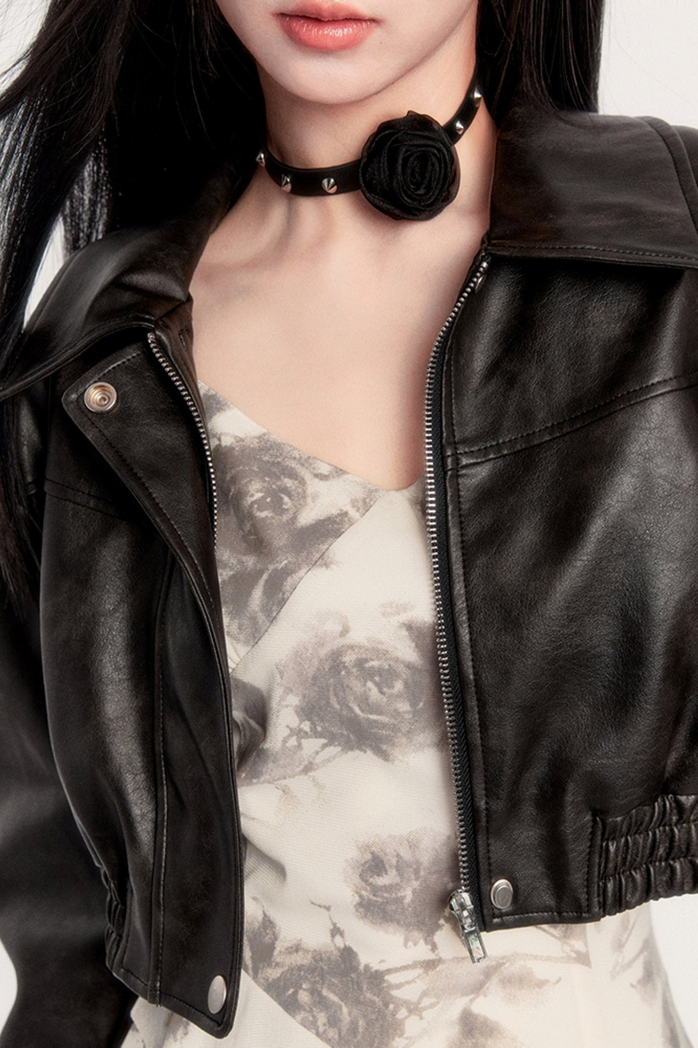 Maillard Collar Leather Biker Jacket