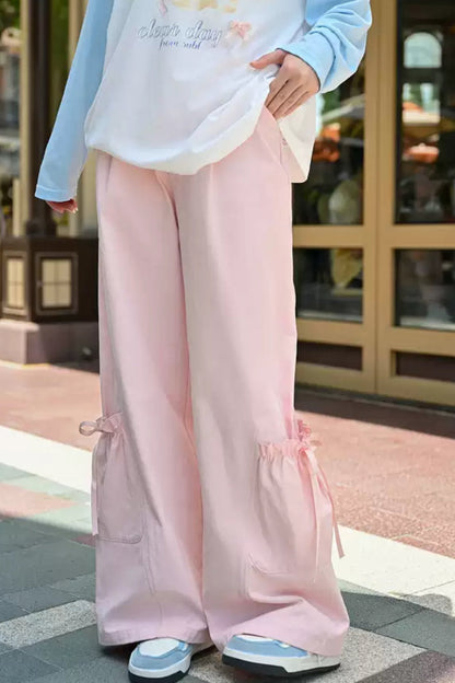 Pink Loose Casual Dopamine Pants Set-Up