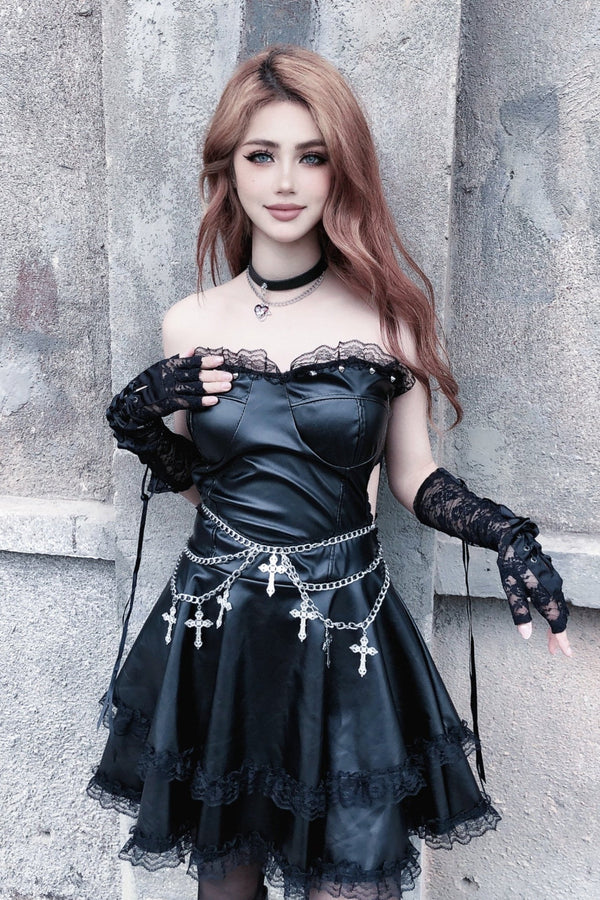 Black Lace Punk Cake Dress