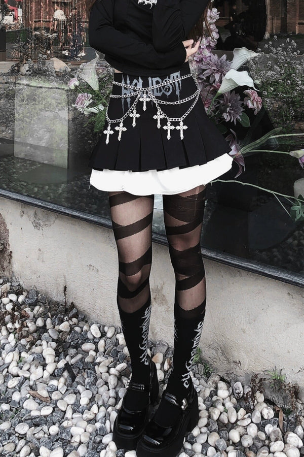 Dark High Waist Pleated Skirt