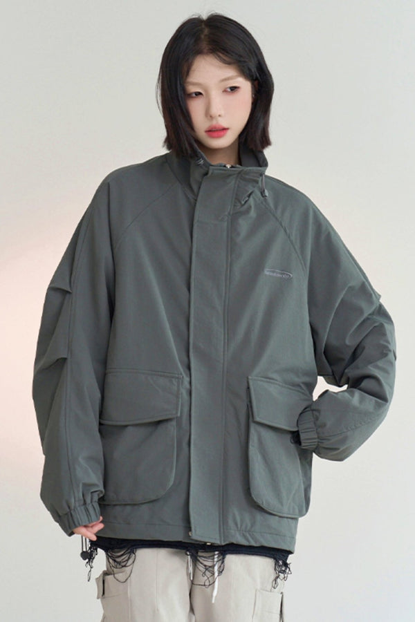 スタンドカラールーズカーゴジャケット