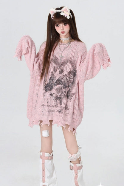 Lazy Loose Butterfly Knit Sweater