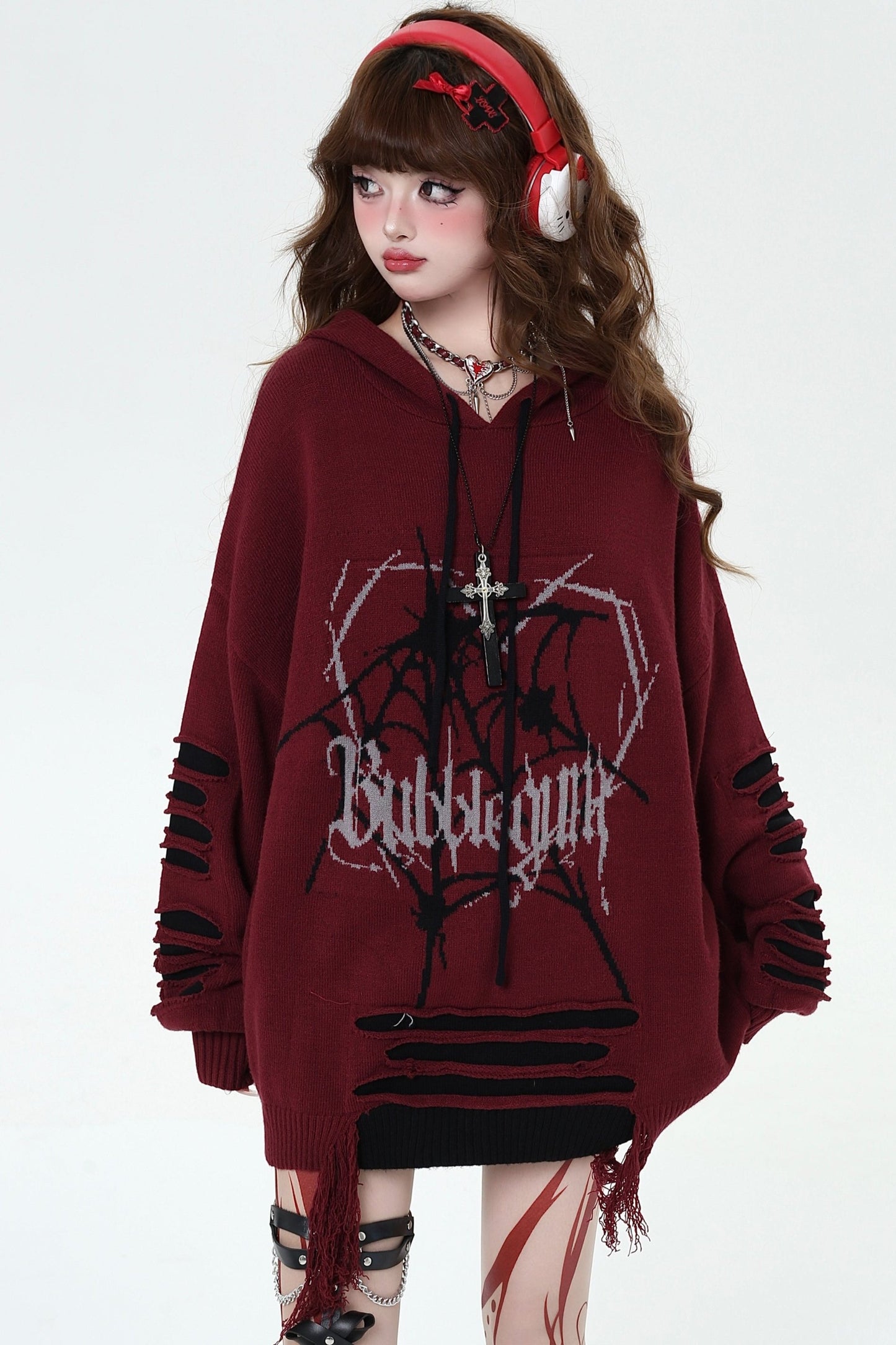 Dark Subculture Ripped Hooded Sweater