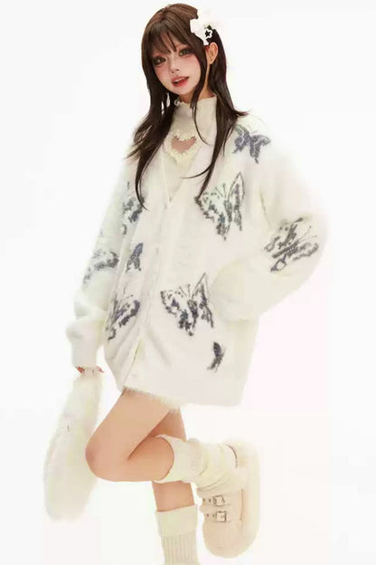 Rage Wind V neck butterfly knit jacket