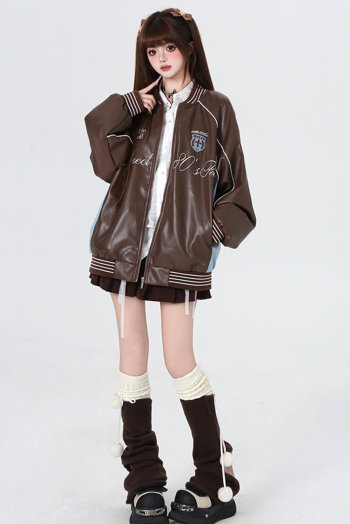 Retro Loose Leather Baseball Jackets