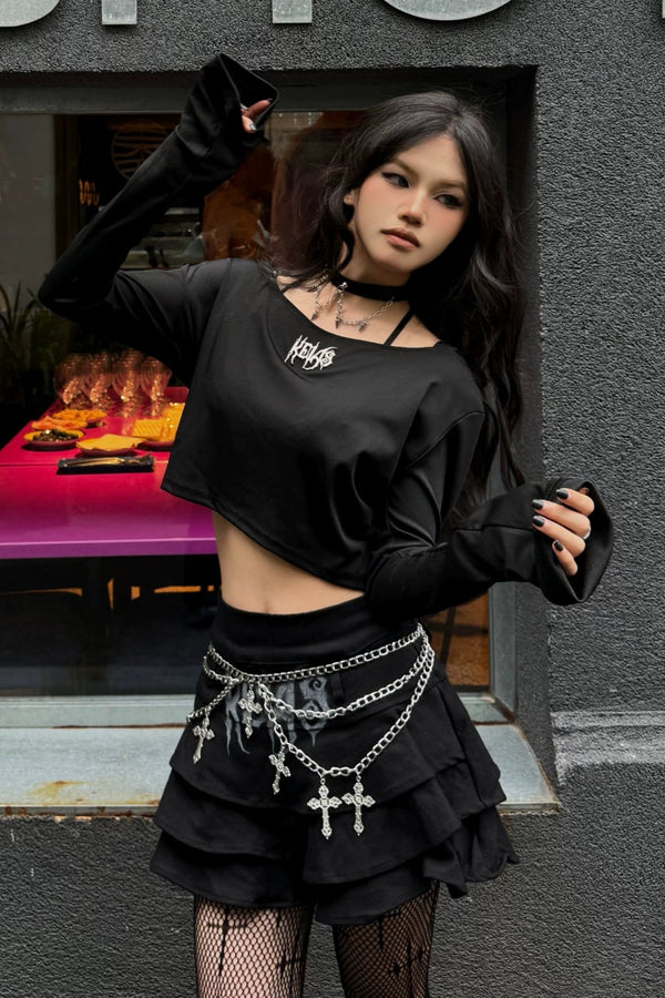 Hoodie Cropped Alphabet Slim Tops