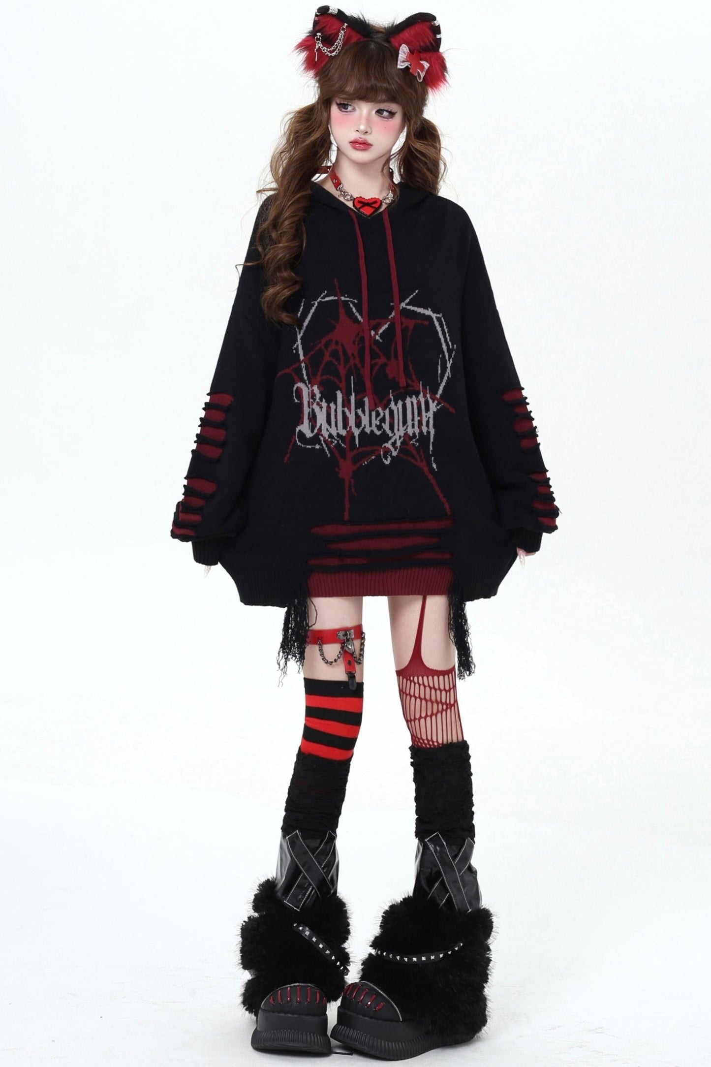 Dark Subculture Ripped Hooded Sweater