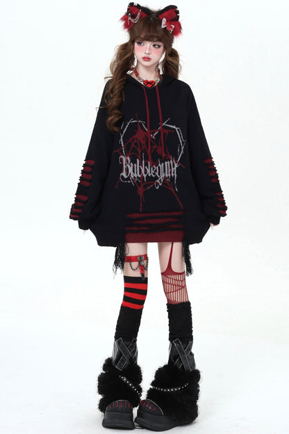 Dark Subculture Ripped Hooded Sweater