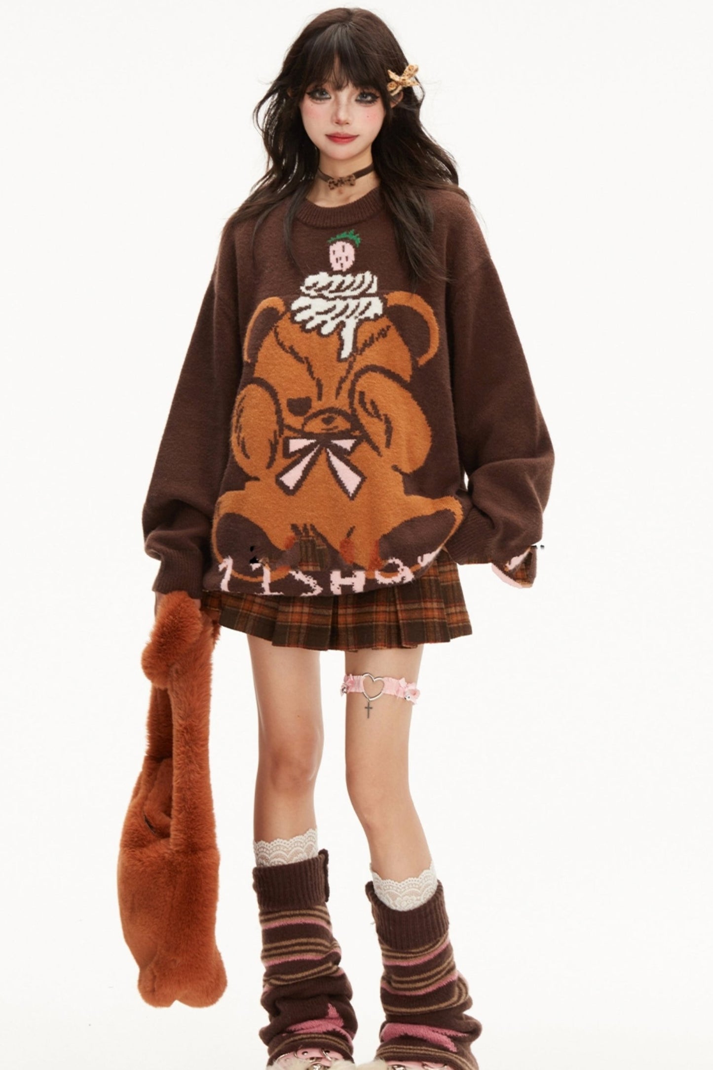 Bear Jacquard pullover knit sweater