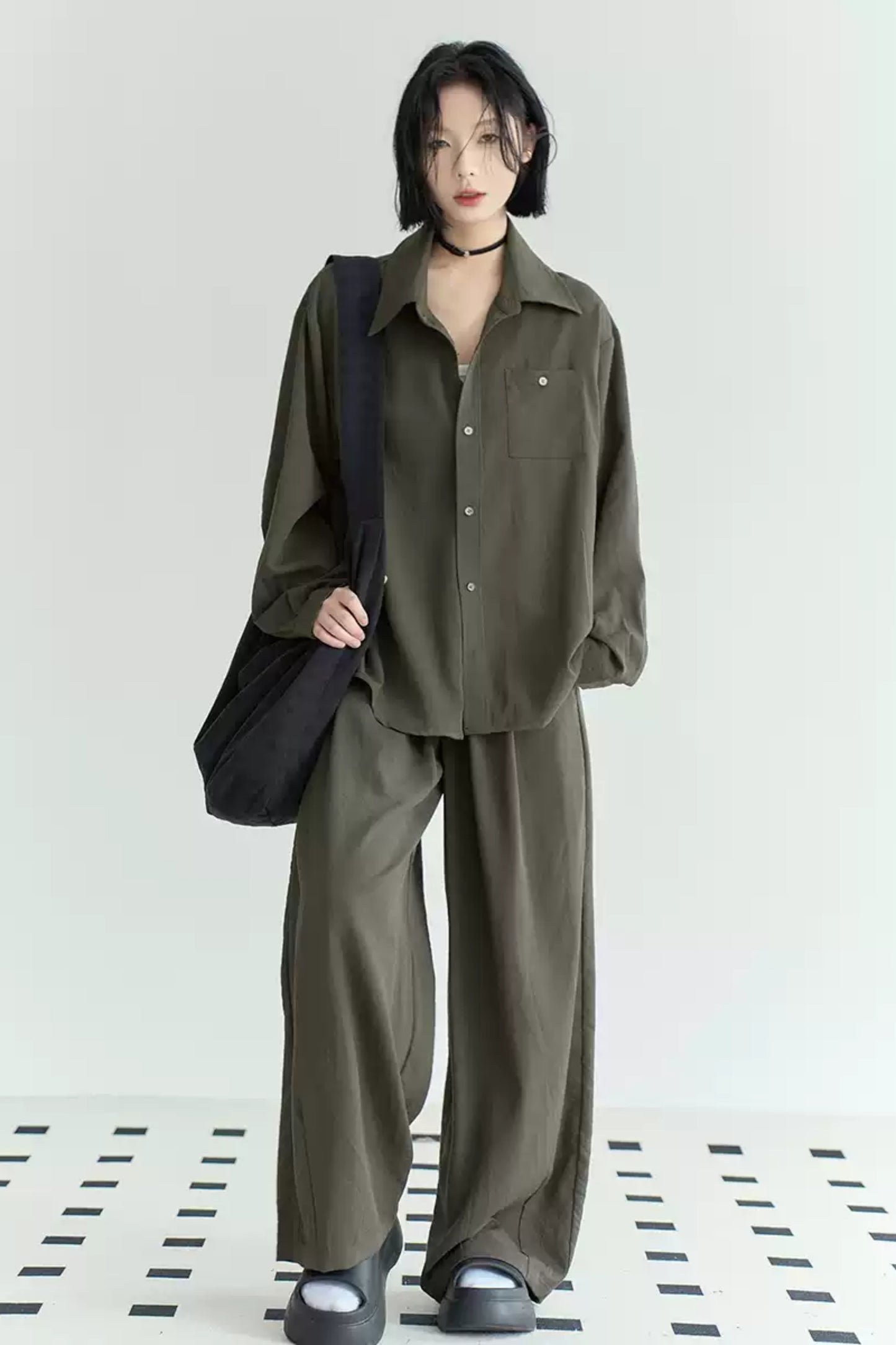 Cotton Linen Long Sleeve Shirt Trousers Set-Up