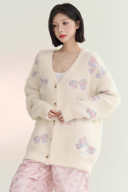 Bow Far Knit Cardigan Sweater