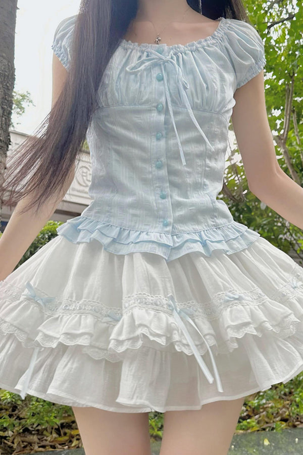 ヴィンテージワンショルダードールスカートセットアップ