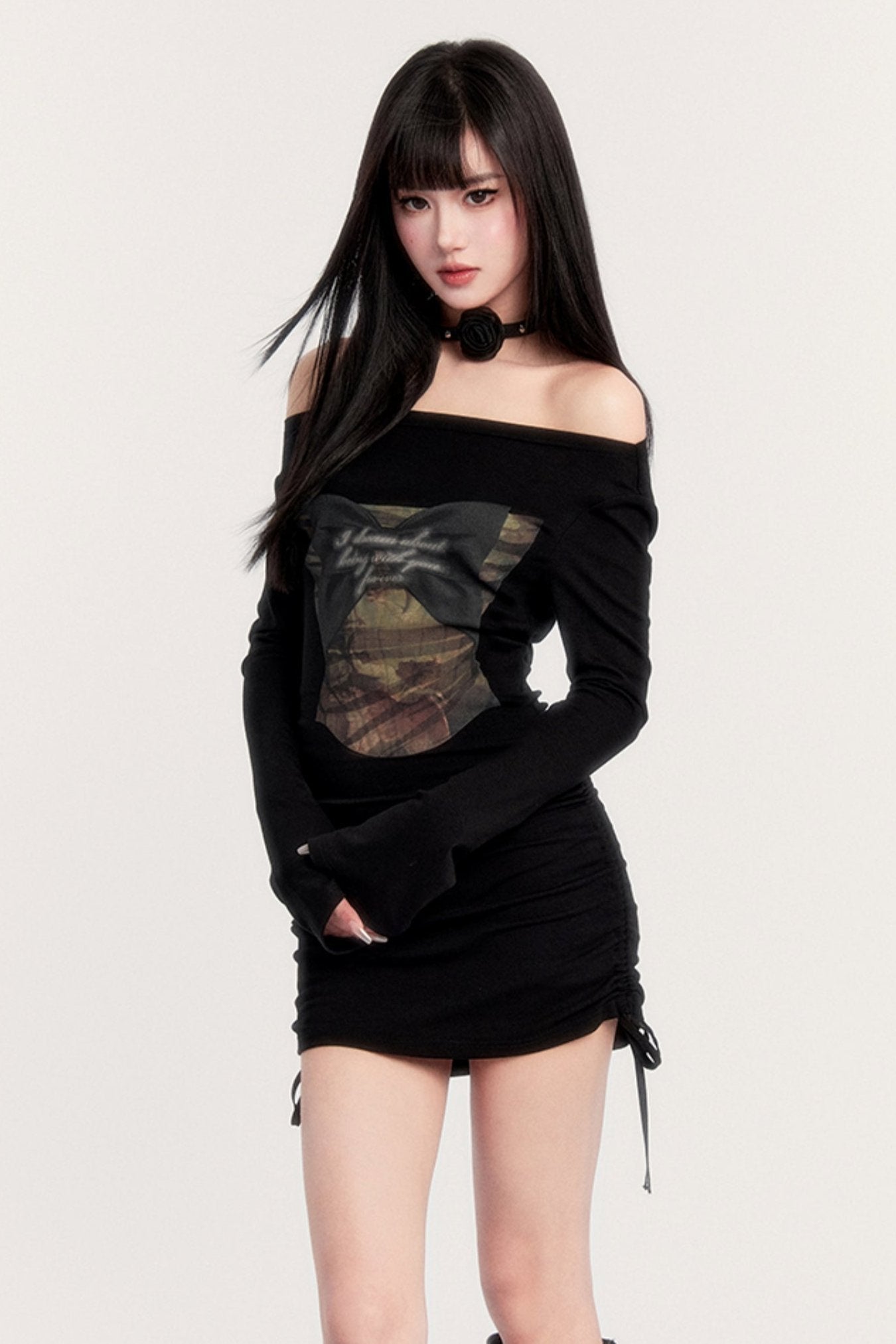 Retro Baroque One-Shoulder Smock Dress