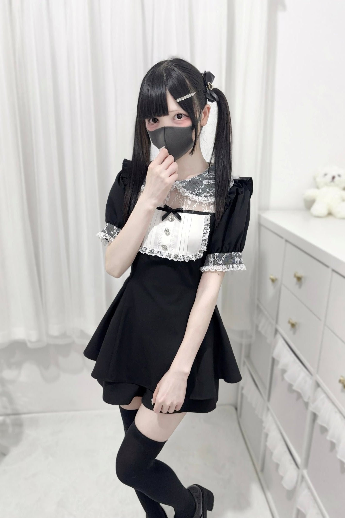 [Reservation product] Lace Stitching Doll Collar Dress