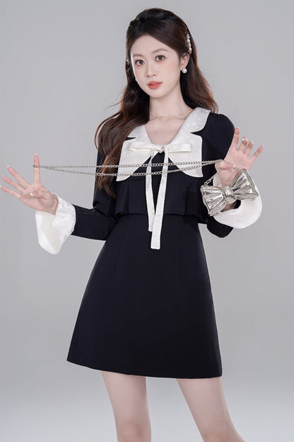 Black neck Rich Dotter Dress