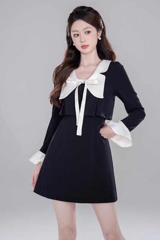 Black neck Rich Dotter Dress