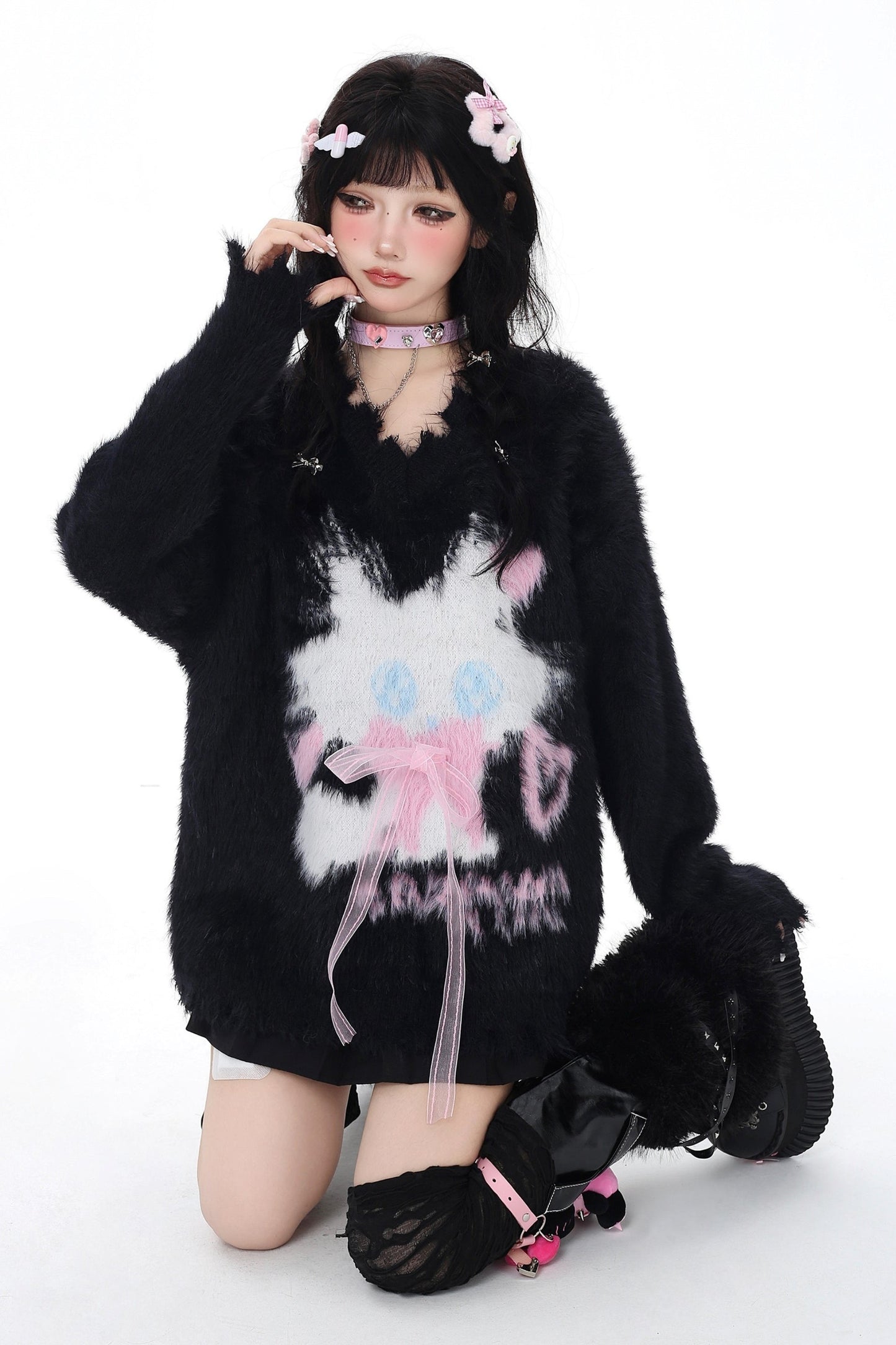 Plush Cat Soft Loose Knit Pullover Sweater