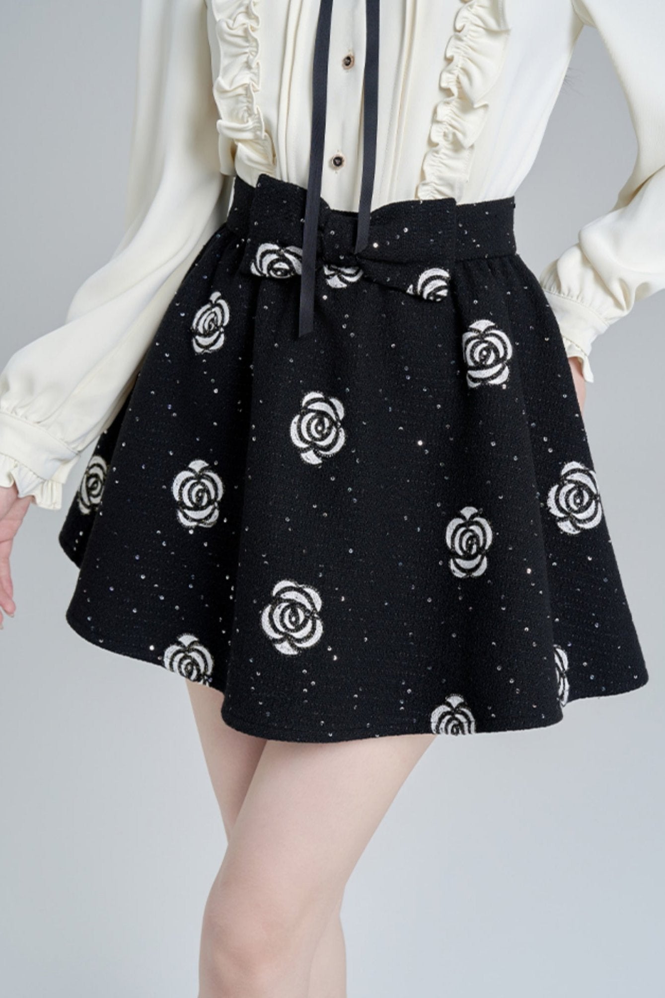 French Raffle Edge Shirt + Flower Frare Skirt