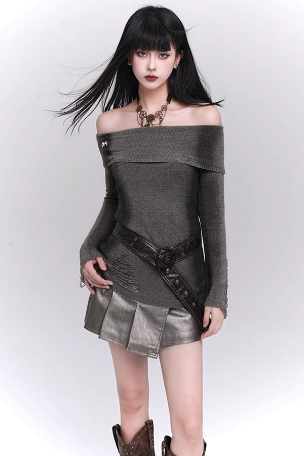 Sweet Red One-Shoulder Knit Top