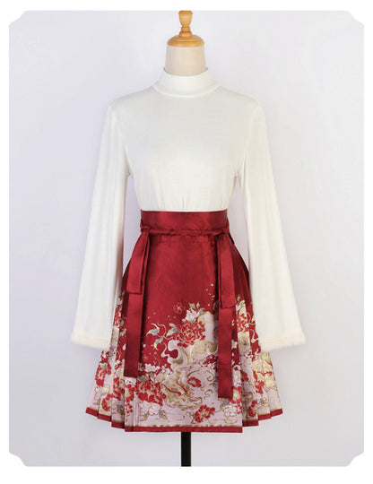 Retro flower coat + skirt + inner