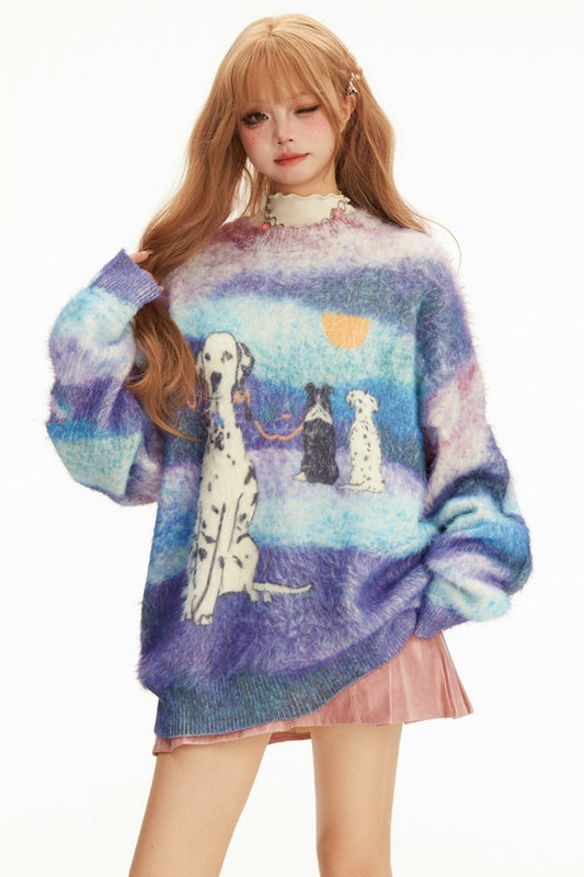 Colorful Dalmesian Moho Anite Sweater