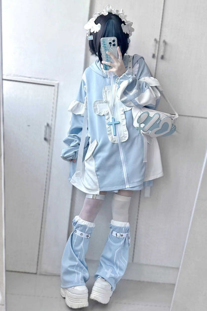 [Angel area👼] Loose Frill Stand-Up Collar Jacket