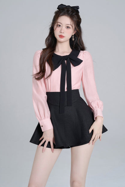 Sweet pink long sleeve shirt set