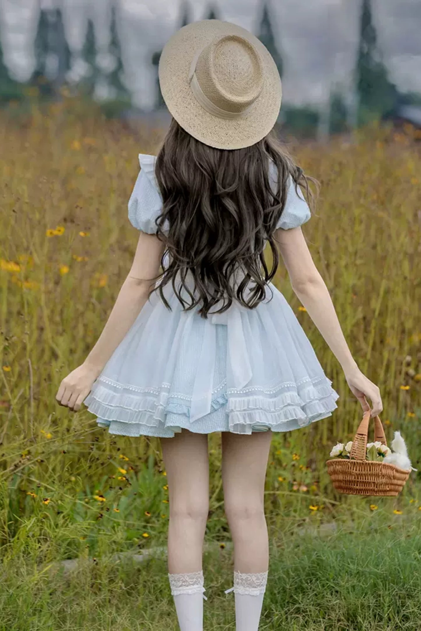 Blue Dress Apron Two-Piece Set-Up