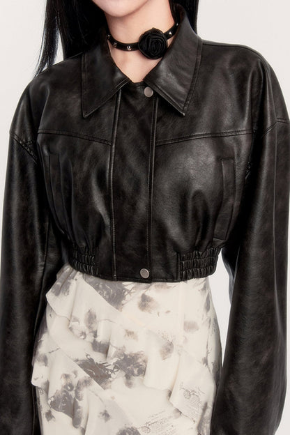 Maillard Collar Leather Biker Jacket