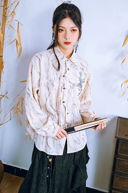 Jacquard tassel long sleeve shirt